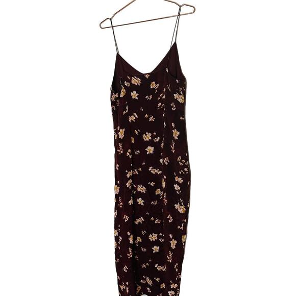 Caroline Constas Arabella Maroon Floral Sleeveless V-Neck Ruched Dress Size L - Picture 10 of 16